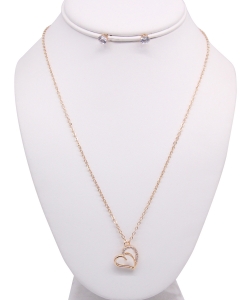 Heart Pendant Necklace with Earrings NB810024 GOLD